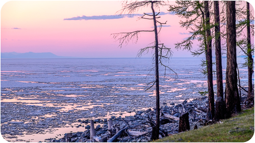Frozen Khovsgol lake in winter